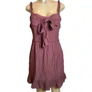 A U W Size Large Plum Ruffle Straps & Smocked Dress. New With Tags